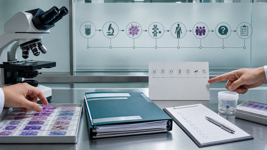 Canadian cancer patient reviewing pathology records for a China-based second opinion