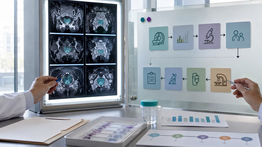 Canadian patient reviewing prostate cancer treatment options abroad and China oncology records