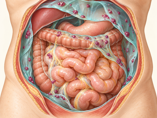 AI educational illustration: Cancer Involving the Peritoneum