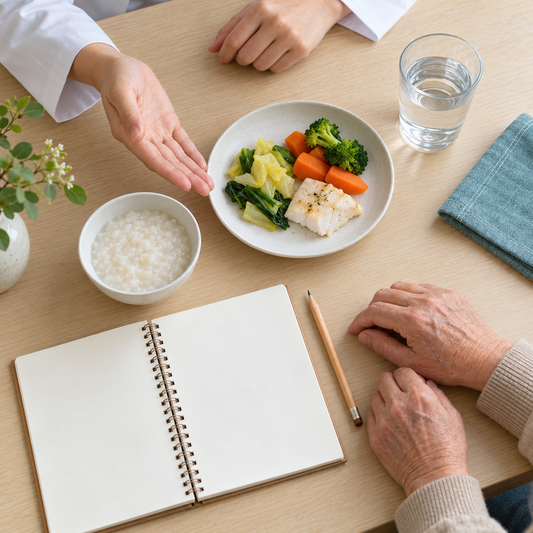Illustrative discussion of small meals and a food diary for individual nutrition planning.