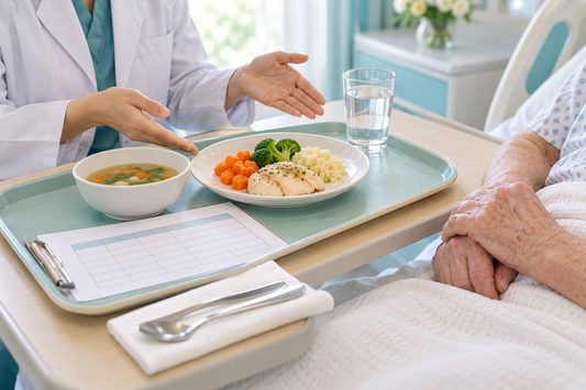 AI educational illustration: Meal and intake record illustrating individual nutritional support.