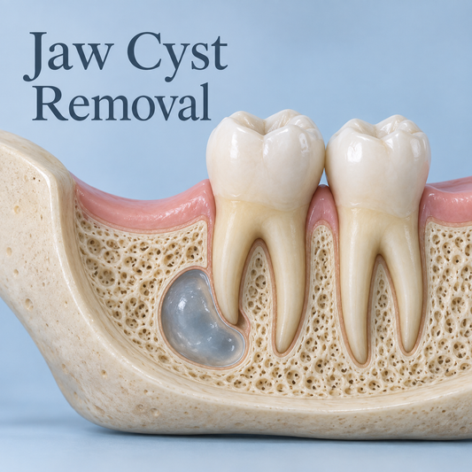 Jaw Cyst Removal. Educational illustration.