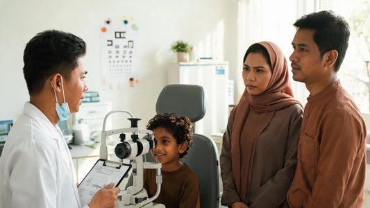 mata anak dengan miopia progresif