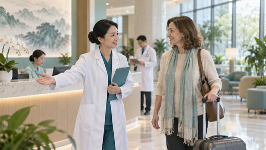 AI-generated illustration for china treatment coordination; people and clinical settings are fictional.