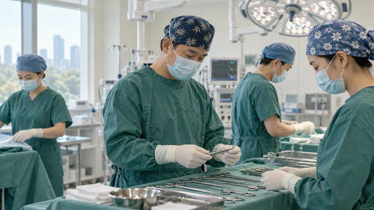AI-generated illustration for surgical oncology; people and clinical settings are fictional.