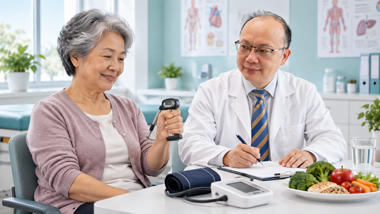 AI-generated educational illustration of health-fitness. Clinician likeness based on Professor Hui Wang; fictional scene, not an actual patient encounter.