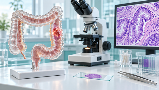 AI-generated educational illustration: primary cancer. Conceptual medical illustration, not a patient scan.