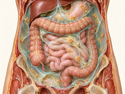 Peritoneum and colorectal cancer — AI-generated educational illustration.