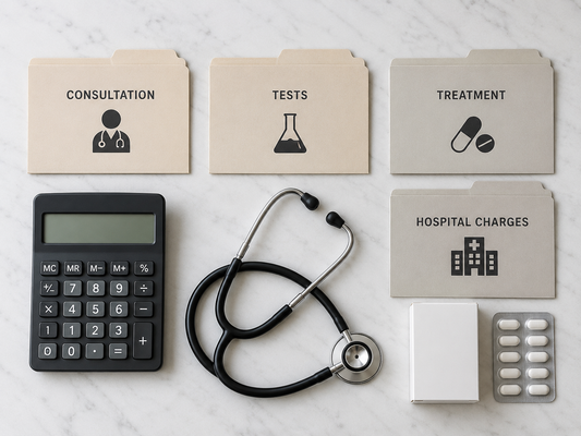 Medical cost categories — AI-generated educational illustration.
