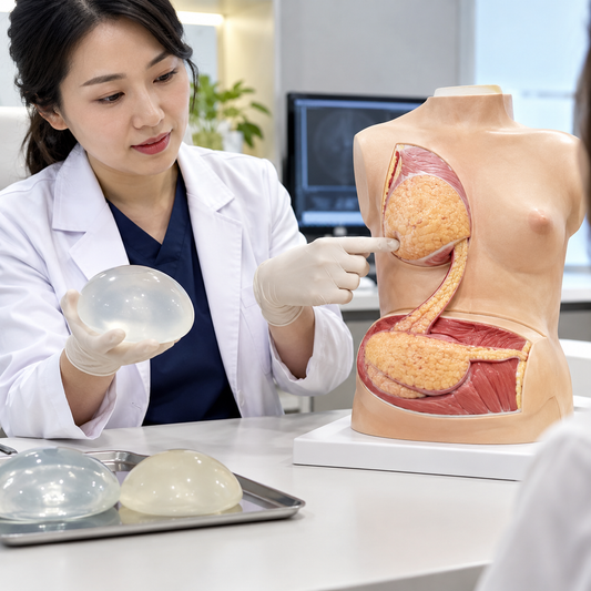 AI-generated illustrative photograph: Breast Reconstruction. Illustrative scene, not a real patient or clinical result.