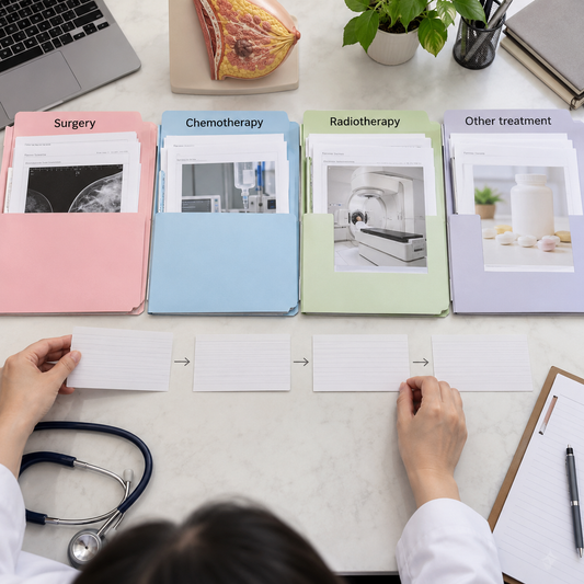 AI-generated illustrative photograph: 03. Previous Treatment Review. Illustrative scene, not a real patient or clinical result.