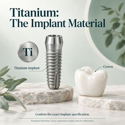 Ti SLA treatment illustration: titanium. Exact components require clinical confirmation.