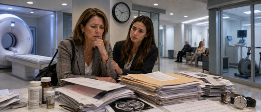 High-net-worth Canadian patient reviewing executive health screening abroad options for advanced preventive care and early detection.