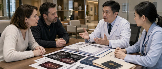 Canadian cancer patient reviewing oncology records for global cancer treatment options and cross-border cancer case review