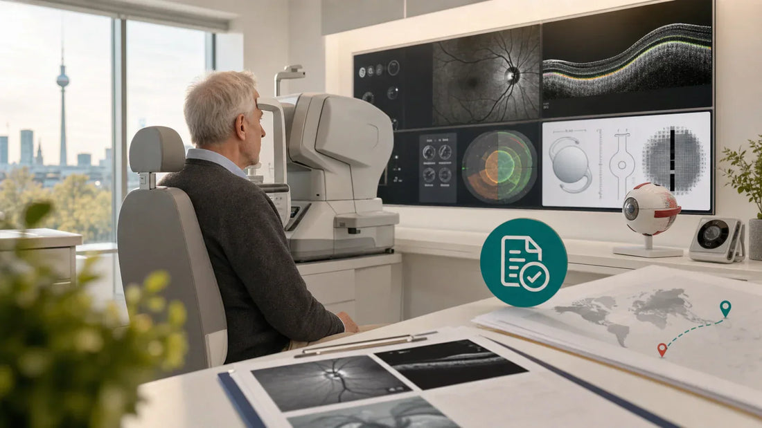 German patient reviewing eye surgery waiting time and ophthalmology second opinion options abroad