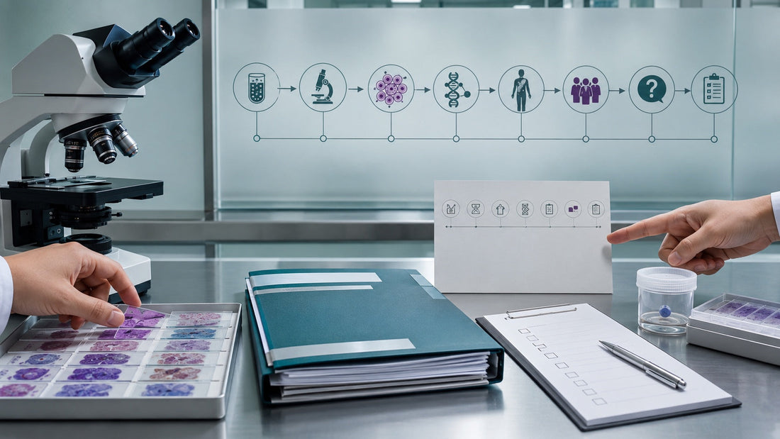Canadian cancer patient reviewing pathology records for a China-based second opinion