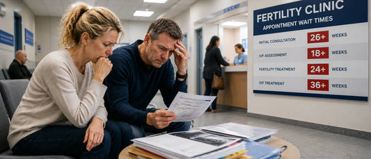 UK couple reviewing IVF abroad and China fertility options with fertility records, previous IVF reports and legal suitability planning