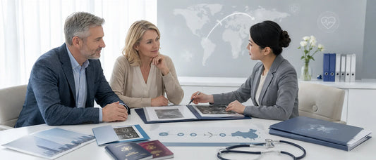 UK patients reviewing medical records during a China medical pathway case review and cross-border care coordination consultation