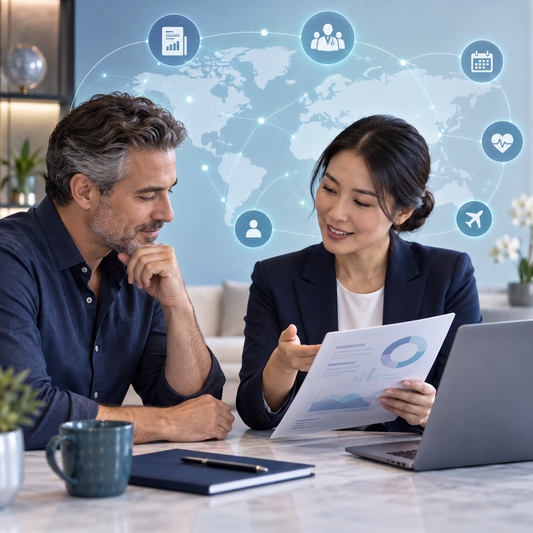 International medical concierge reviewing a personalized health screening plan
