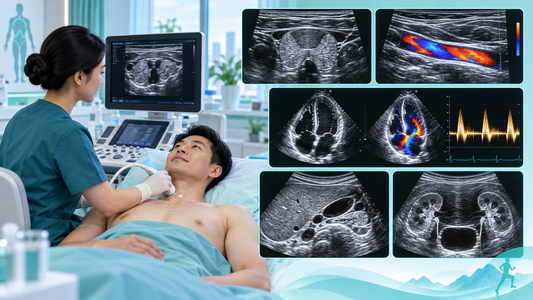 Five-domain ultrasound pathway covering cardiac, thyroid, carotid, abdominal and urinary assessment for men