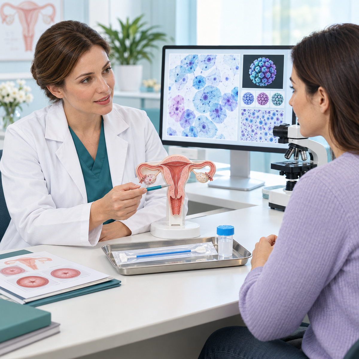 Gynecological examination with HPV subtype testing and TCT cervical cytology