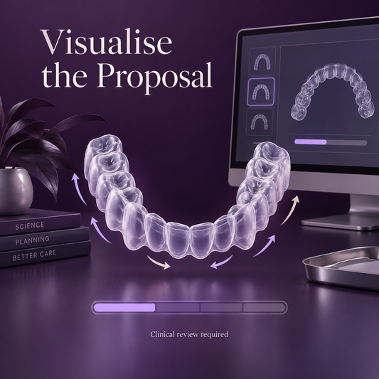 The digital model shows proposed movement. Educational illustration.