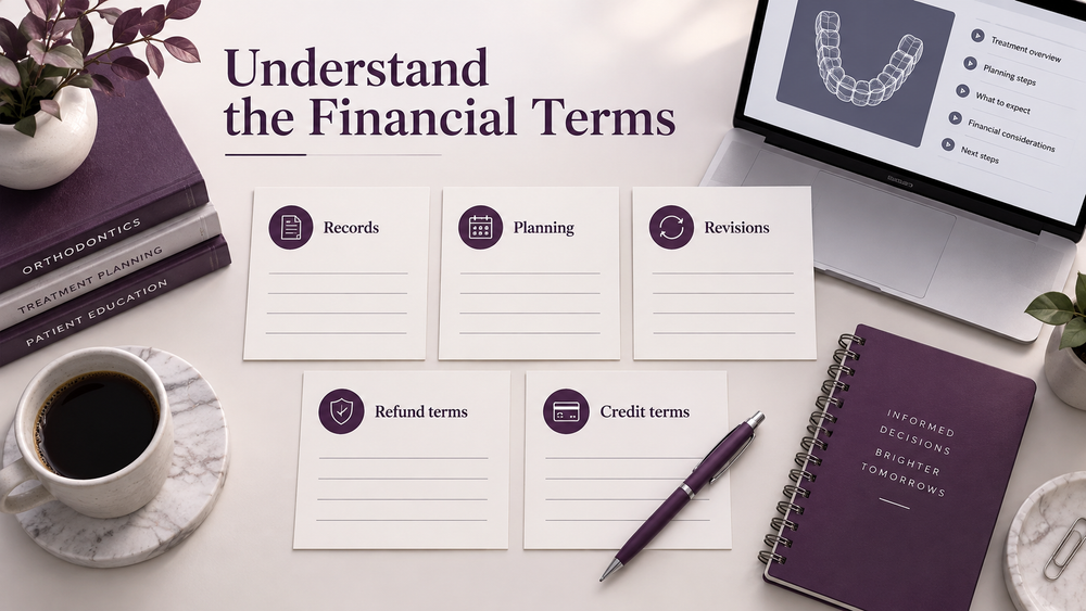 Planning and treatment financial terms remain distinct. Educational illustration.
