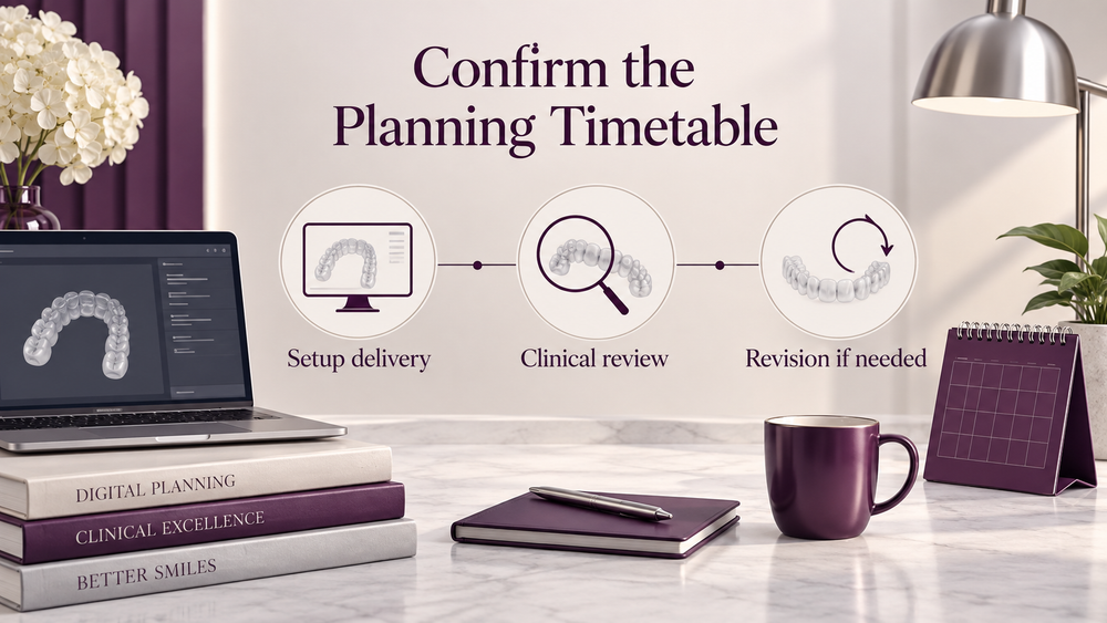 Planning delivery and review timing are confirmed. Educational illustration.