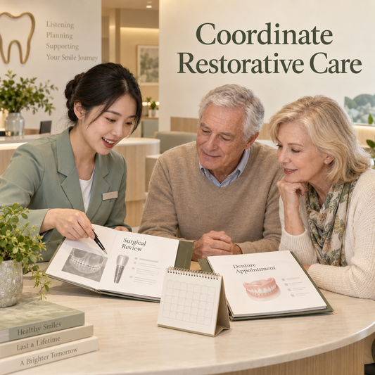 Coordinate Restorative Care. Educational illustration.