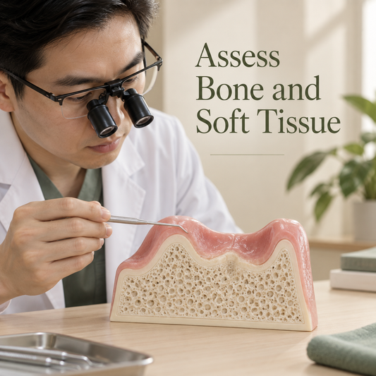 Assess Bone and Soft Tissue. Educational illustration.