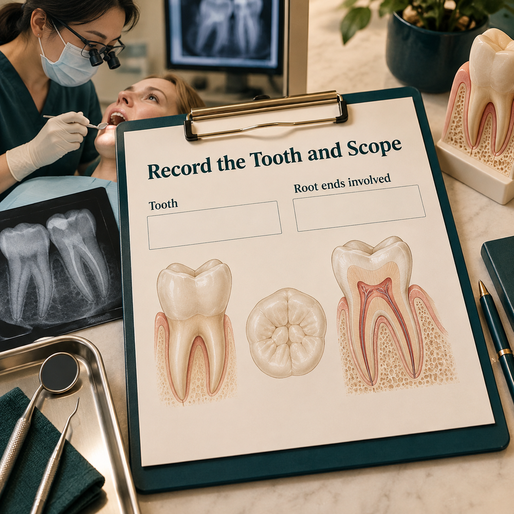 The root ends included are recorded. Educational illustration.