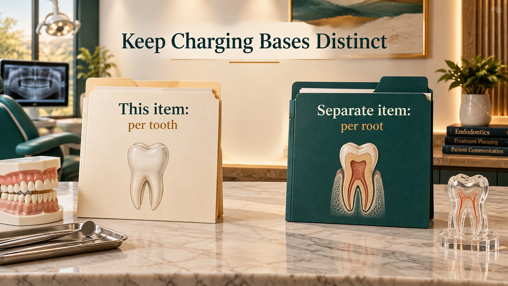 The per-tooth quote is distinct from a separate per-root entry. Educational illustration.