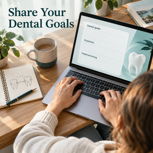Patient sharing dental goals, questions and preferred timing in an initial inquiry.