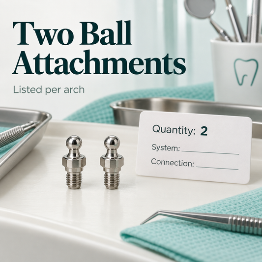 Two generic ball attachment components beside an item identification card. Educational illustration.