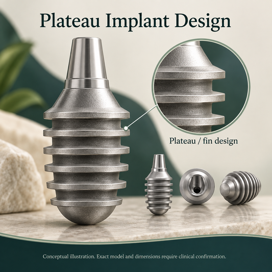 Bicon plateau implant design, conceptual illustration.