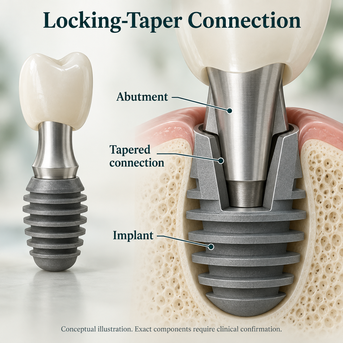 Bicon locking-taper connection, conceptual illustration.
