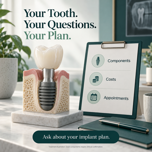Bicon implant treatment illustration: nextstep. Exact components require clinical confirmation.
