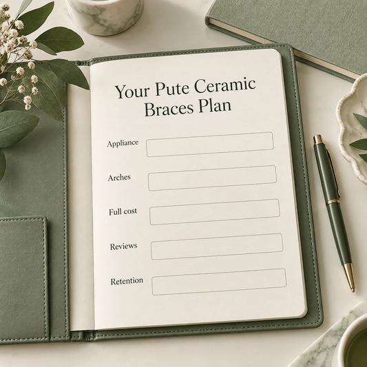 Open folio titled "Your Pute Plan", blank rows "Appliance", "Arches", "Full cost", "Reviews", "Retention". Educational illustration.