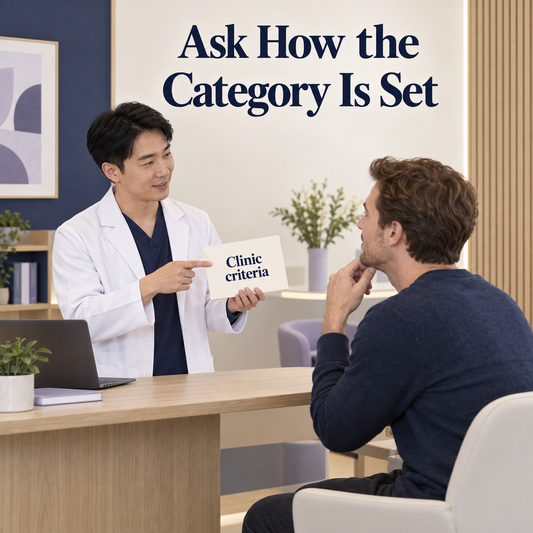 The clinic explains its fee classification. Illustrative scene.