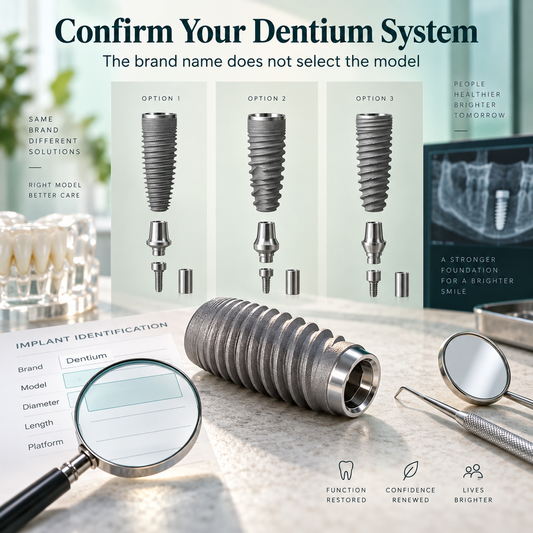 Dentium system selection concept and implant identification record; exact model requires confirmation.