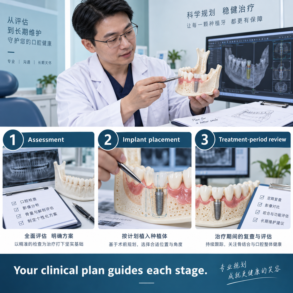 Educational DIO treatment illustration. Exact components require clinical confirmation.