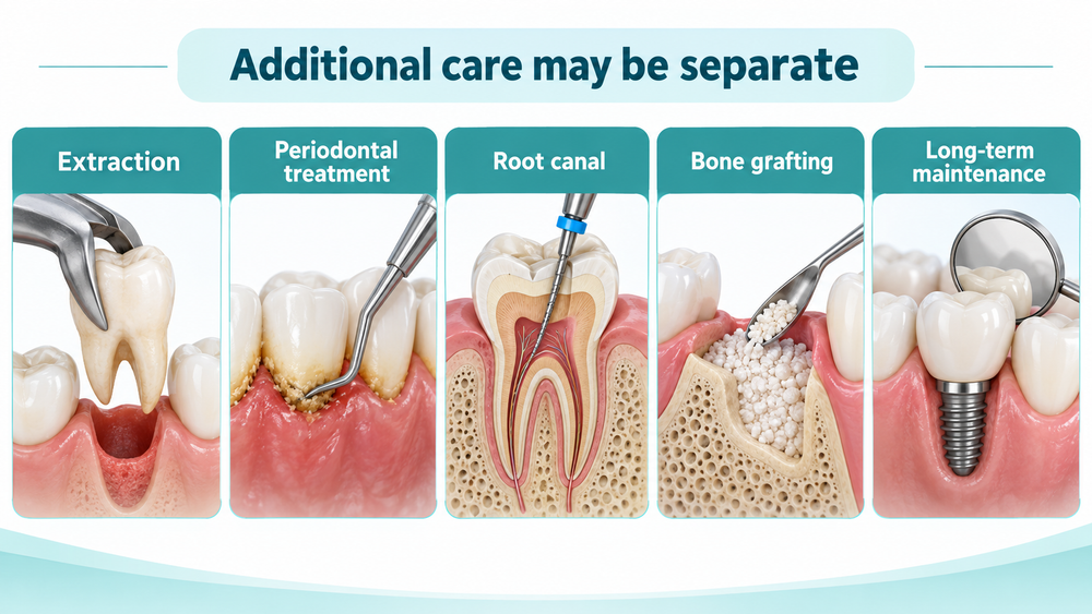 Educational DIO treatment illustration. Exact components require clinical confirmation.