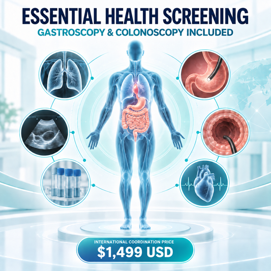 Essential health screening package with gastroscopy and colonoscopy, international coordination price $1,499 USD
