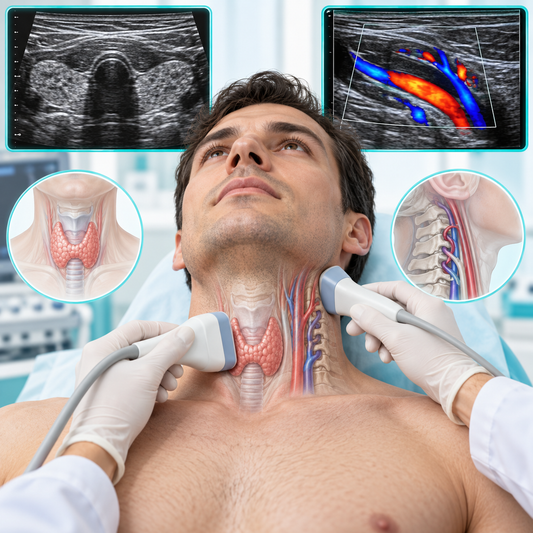 Thyroid, carotid and vertebral artery ultrasound assessment for an adult man