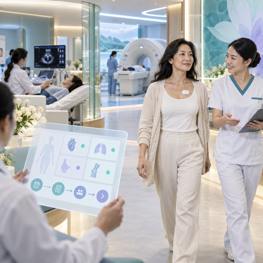 Adult woman completing screening and reviewing organized reports with a clinician