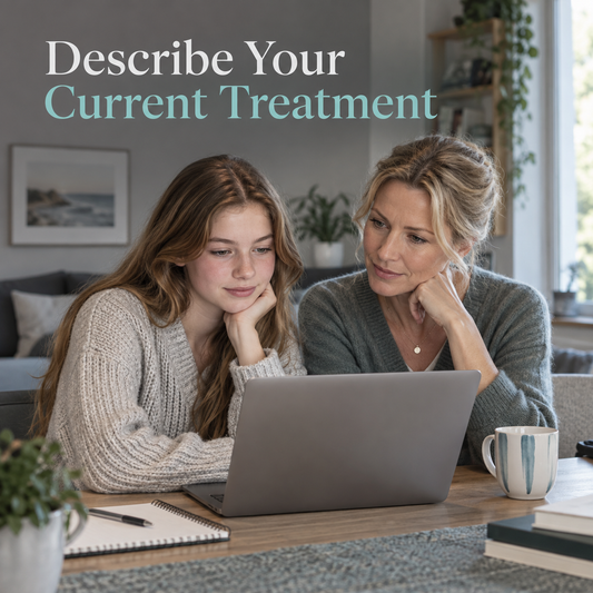 The patient explains their current orthodontic treatment. Educational illustration.