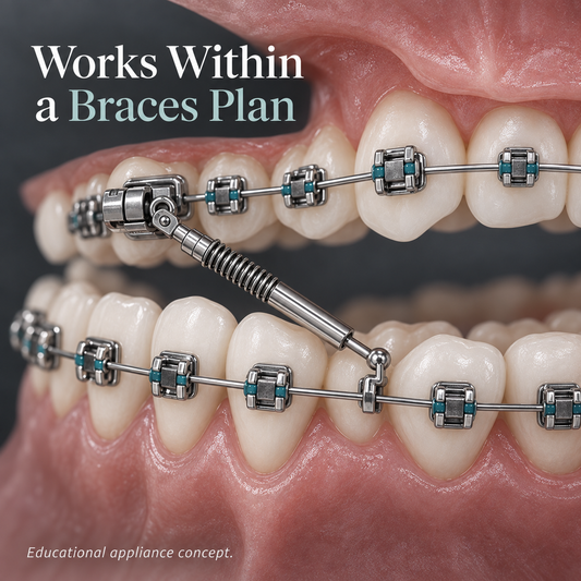 The auxiliary connects into a braces plan. Educational illustration.