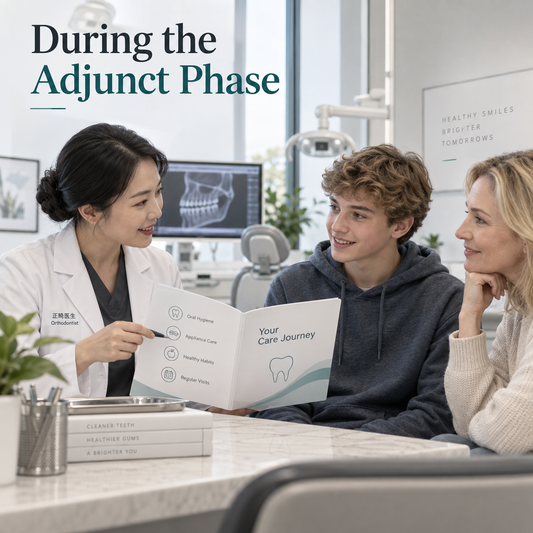 The clinic provides advice during the auxiliary phase. Educational illustration.
