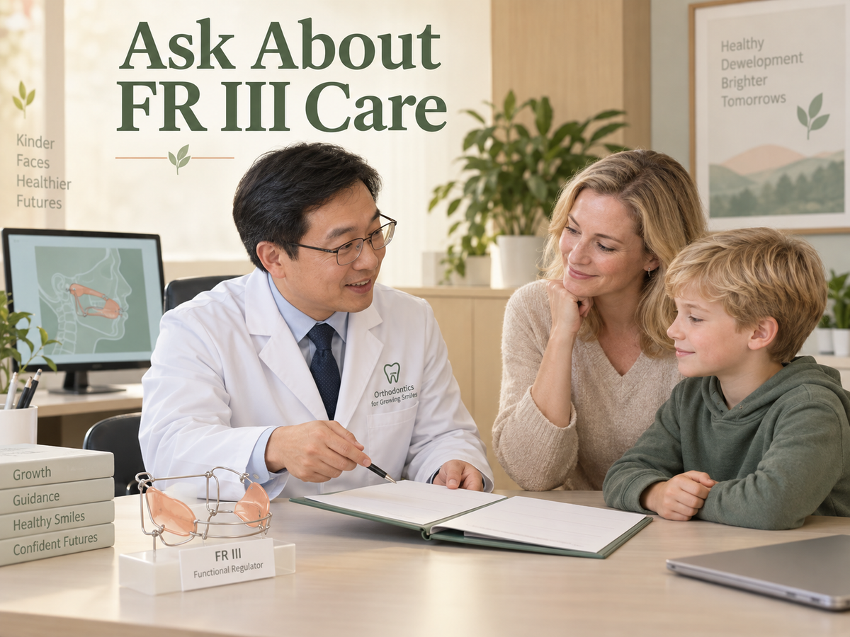 A Chinese specialist discusses FR III with a foreign family. Educational illustration.