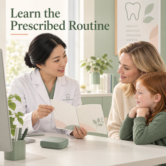A clinician teaches an individual routine. Educational illustration.